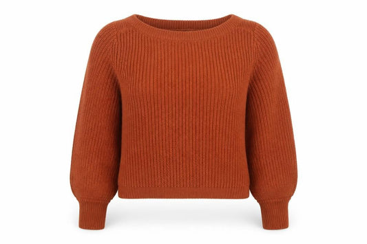 Front view of Only Women’s Brown Chunky-Knit Boat Neck Jumper, size S