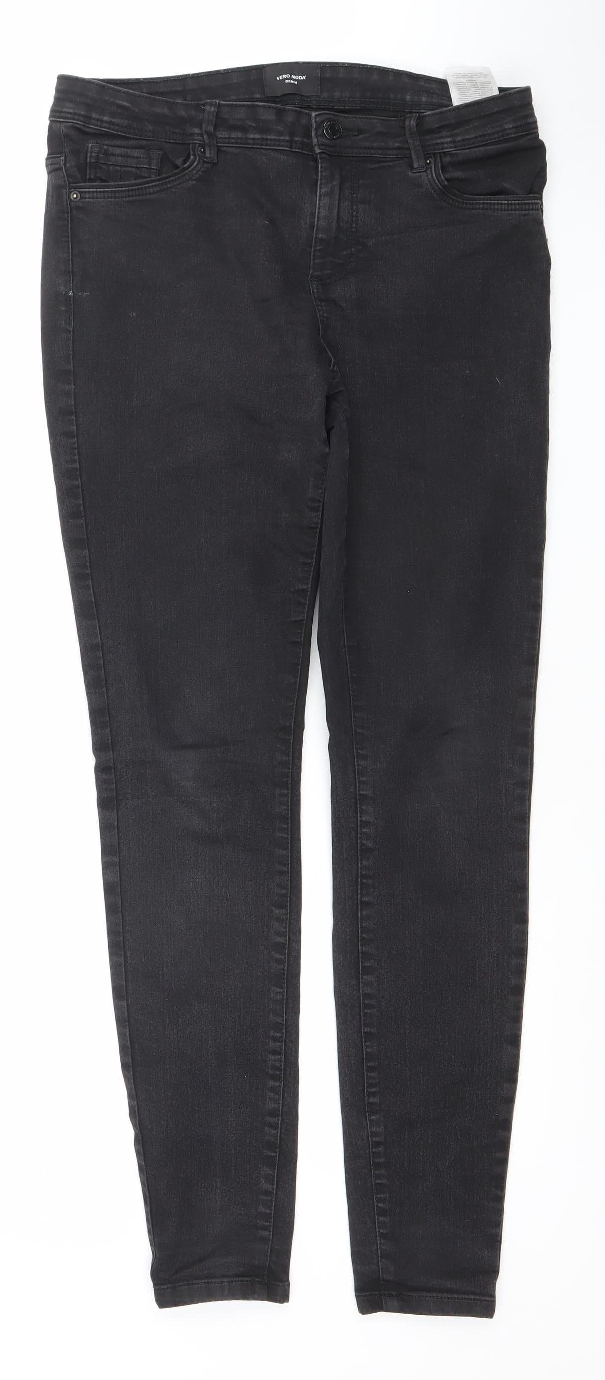 Vero Moda Women's Black Skinny Jeans L Slim Fit Stretch Denim