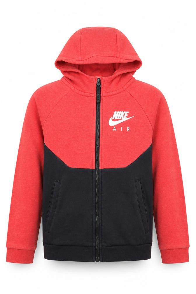 Nike Boys Red Black Full Zip Hoodie 10-12 Years Cotton Blend Air Logo