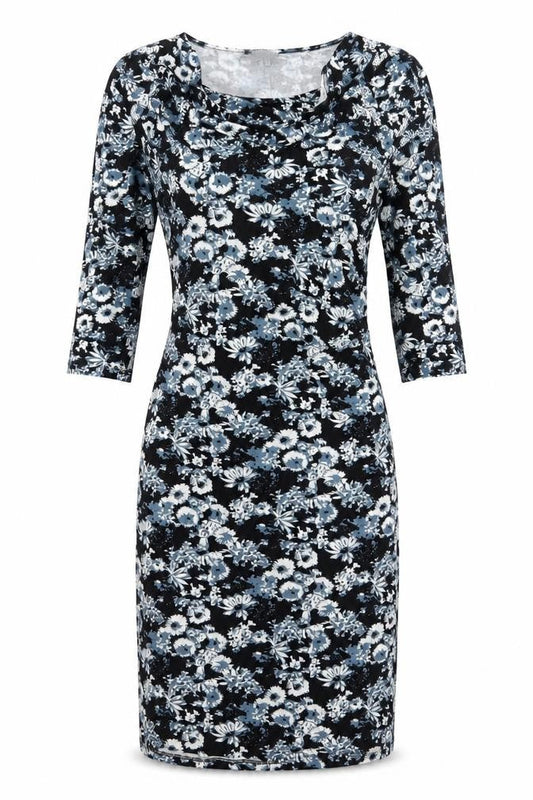 Ecoline Stockholm Women's Black Floral Knee Length Bodycon Dress Size 10