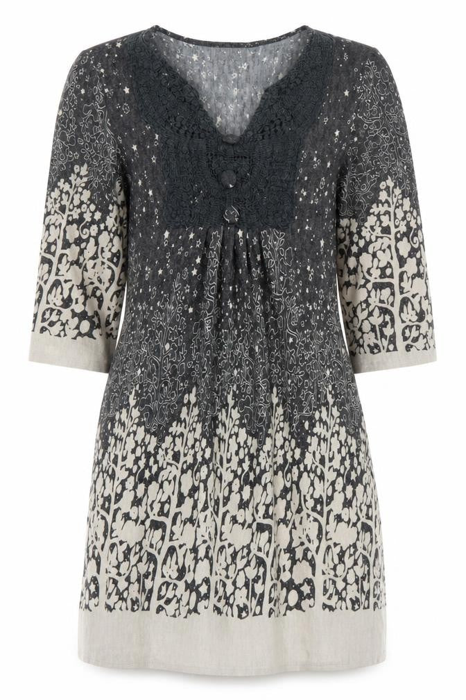 Apricot Women’s Grey Floral Knit V-Neck Shift Dress Size M