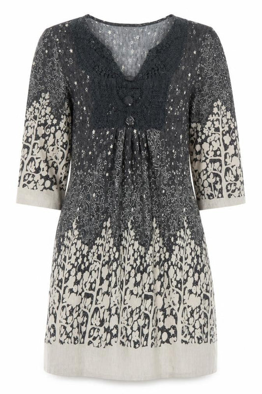 Apricot Women’s Grey Floral Knit V-Neck Shift Dress Size M