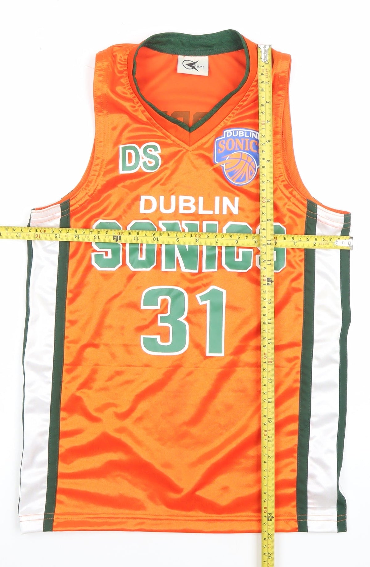 Speed Boys Orange Dublin Sonics Basketball Tank Jersey Top M