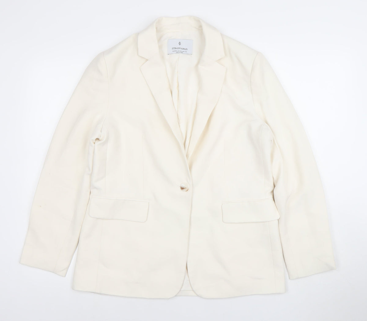 Stradivarius Women Ivory XS Tailored One-Button Blazer
