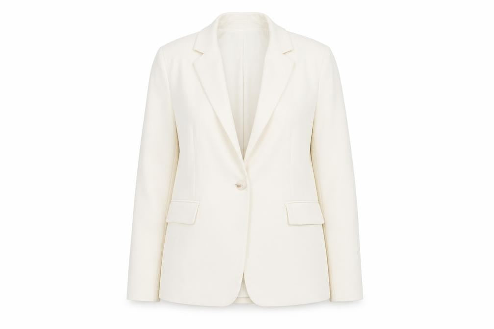 Stradivarius Women Ivory XS Tailored One-Button Blazer