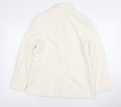 Stradivarius Women Ivory XS Tailored One-Button Blazer