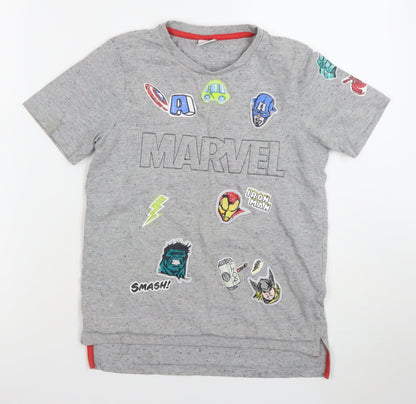 Front view of St Bernard for Dunnes Stores boys’ grey marvel short sleeve t-shirt 9-10 years