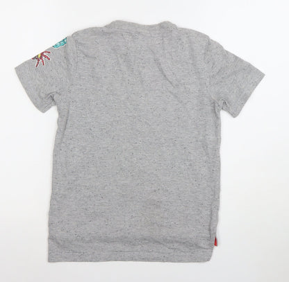 Close-up detail of St Bernard for Dunnes Stores boys’ grey marvel short sleeve t-shirt 9-10 years