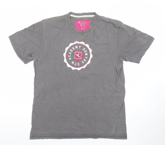 Domyos Men's Grey Crew Neck Gym Academy Graphic T-Shirt Medium