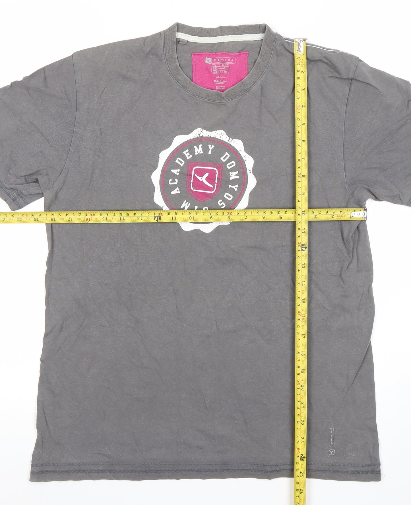 Domyos Men's Grey Crew Neck Gym Academy Graphic T-Shirt Medium