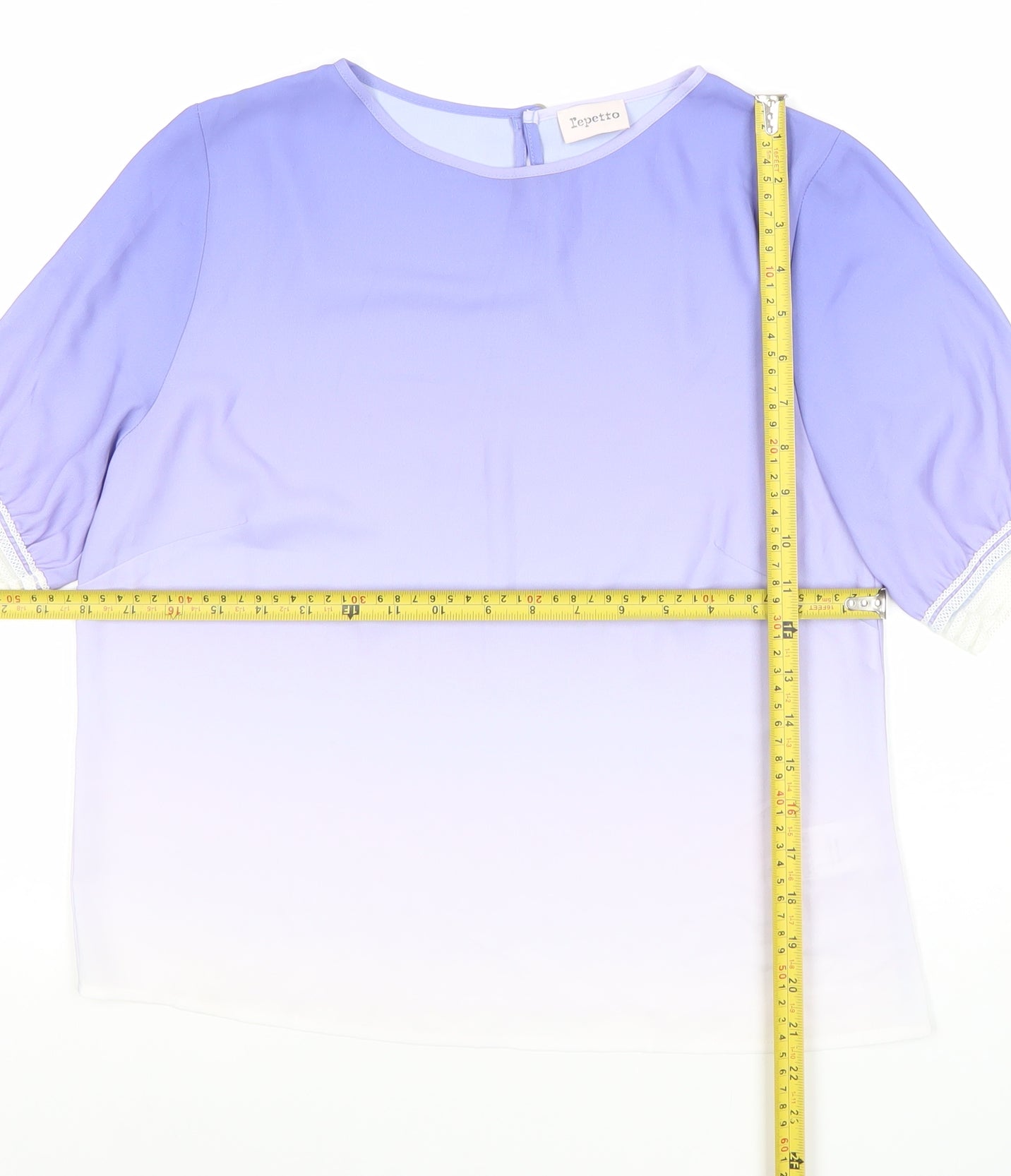 Repetto Women’s Purple Ombre Short Sleeve Chiffon Blouse Size 12