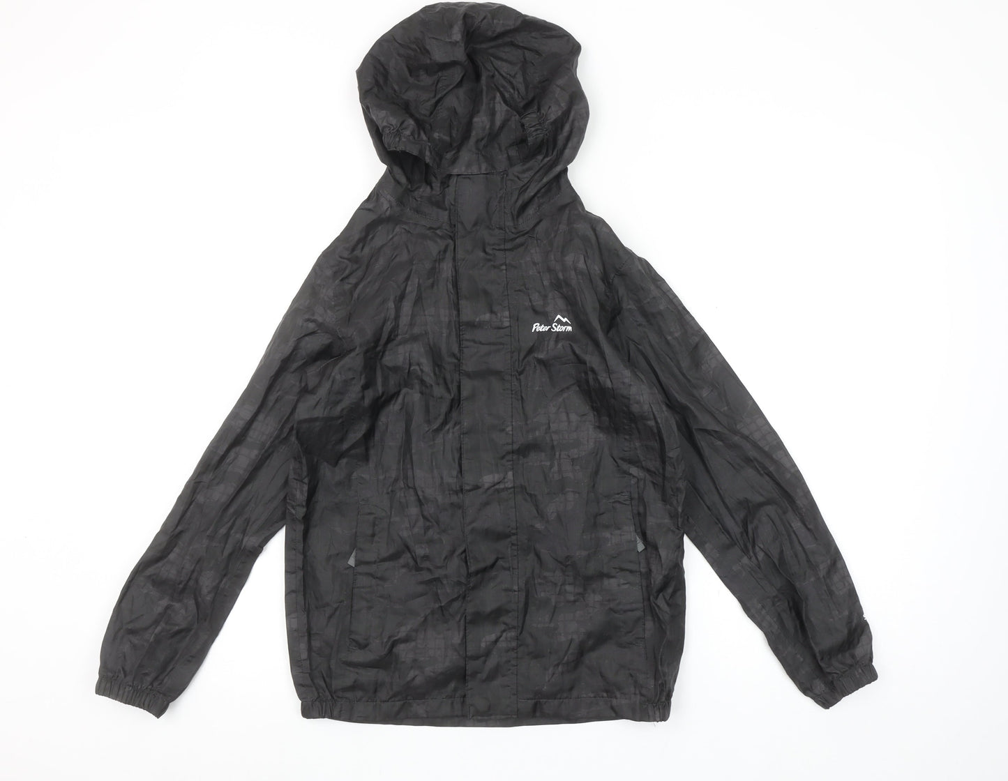 Peter Storm Boys Black 9-10 Years Hooded Waterproof Lightweight Rain Jacket