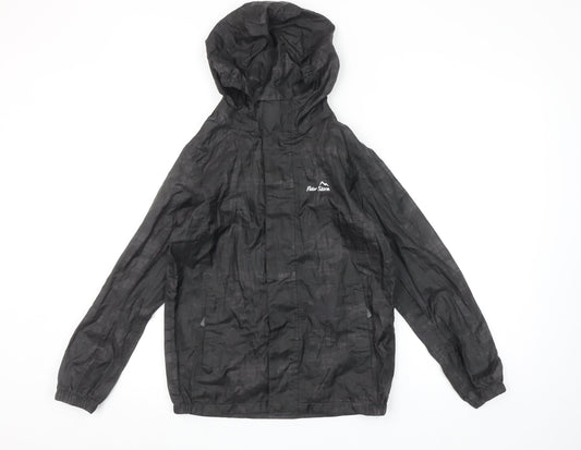 Peter Storm Boys Black 9-10 Years Hooded Waterproof Lightweight Rain Jacket