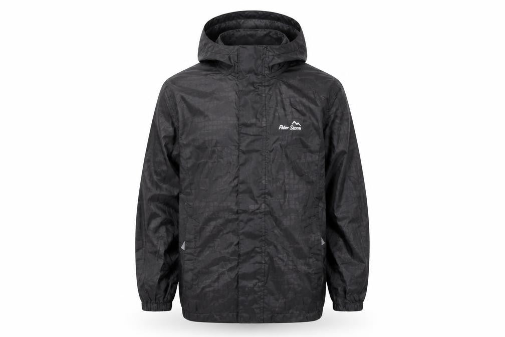 Peter Storm Boys Black 9-10 Years Hooded Waterproof Lightweight Rain Jacket