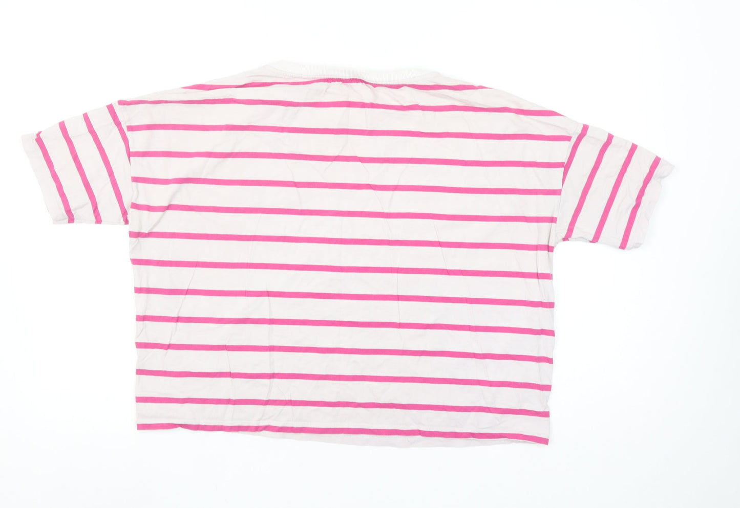 United Colors of Benetton Women's Pink Striped Cotton T-Shirt Size S