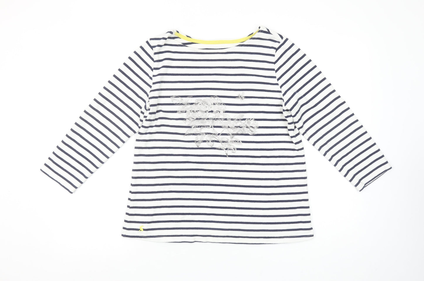 Joules Women’s White Navy Striped Long Sleeve Cotton T-Shirt UK 12