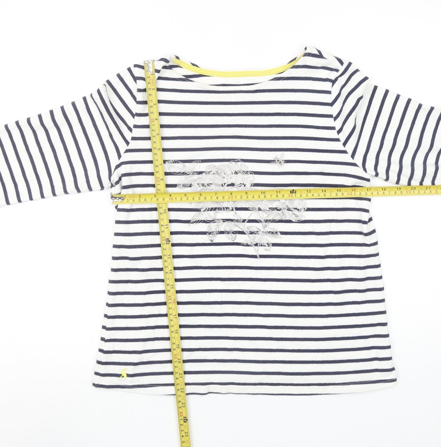 Joules Women’s White Navy Striped Long Sleeve Cotton T-Shirt UK 12