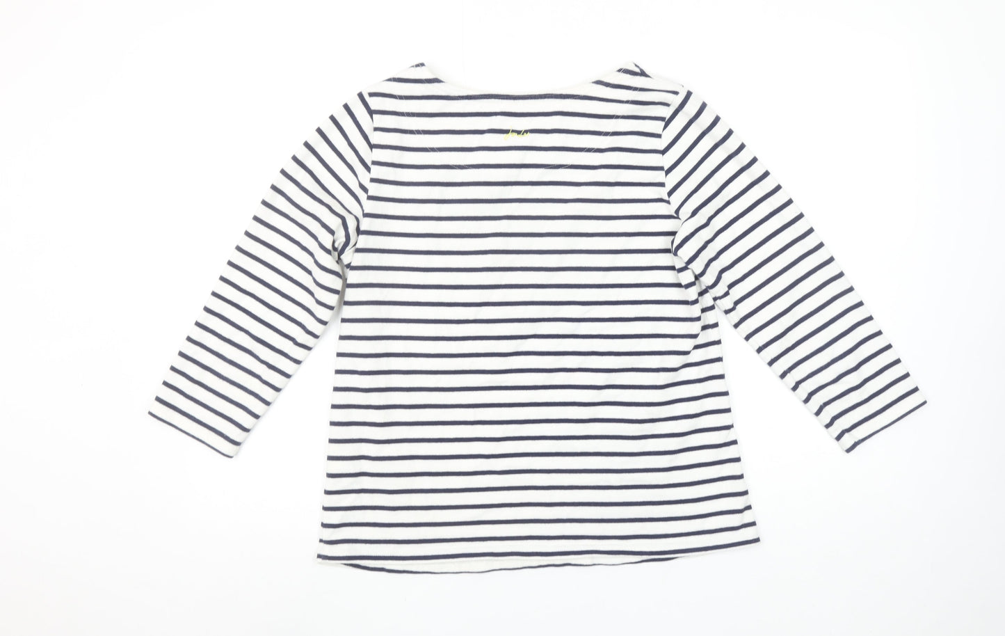 Joules Women’s White Navy Striped Long Sleeve Cotton T-Shirt UK 12
