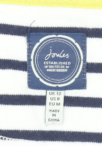 Joules Women’s White Navy Striped Long Sleeve Cotton T-Shirt UK 12
