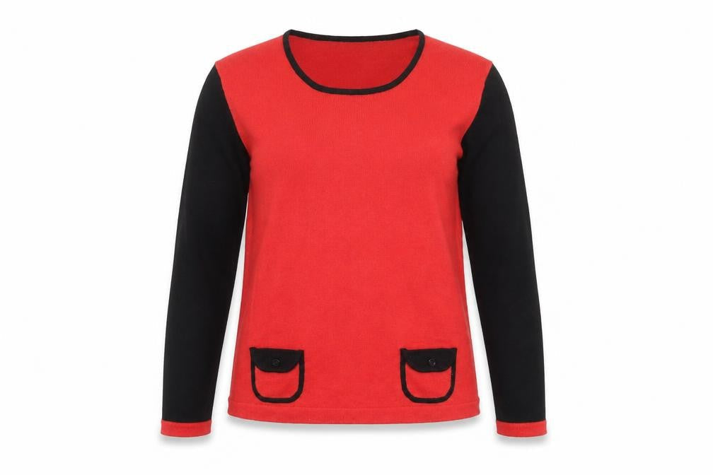 di Roberto Women's Red Silk Cashmere Long Sleeve Pullover Jumper Size L