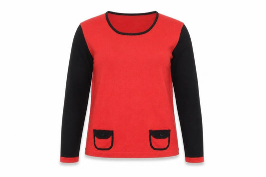 di Roberto Women's Red Silk Cashmere Long Sleeve Pullover Jumper Size L