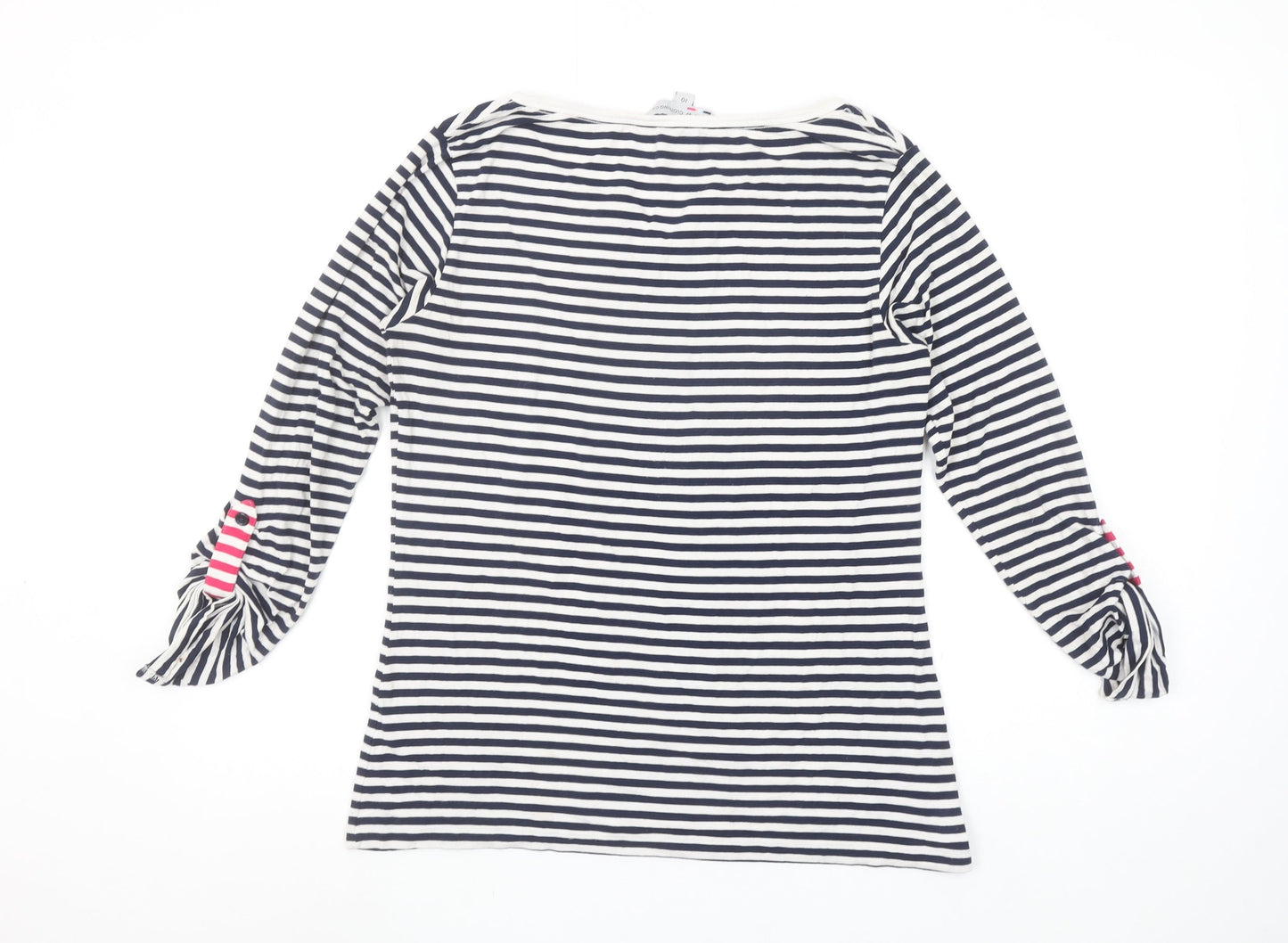 Crew Clothing Co. Womens Blue Striped V-Neck Long Sleeve Top Size 10