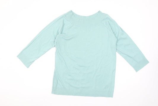 Monsoon Women’s Blue 3/4 Sleeve Cotton Knit Blouse UK 18