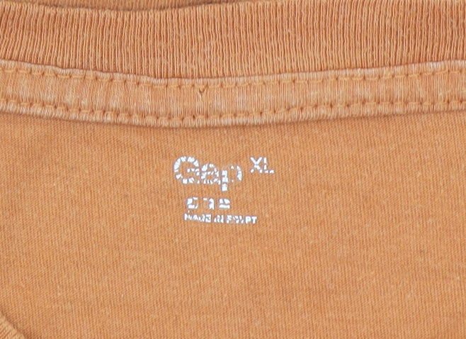 Gap Men's Orange Cotton Crew Neck Short Sleeve T-Shirt XL