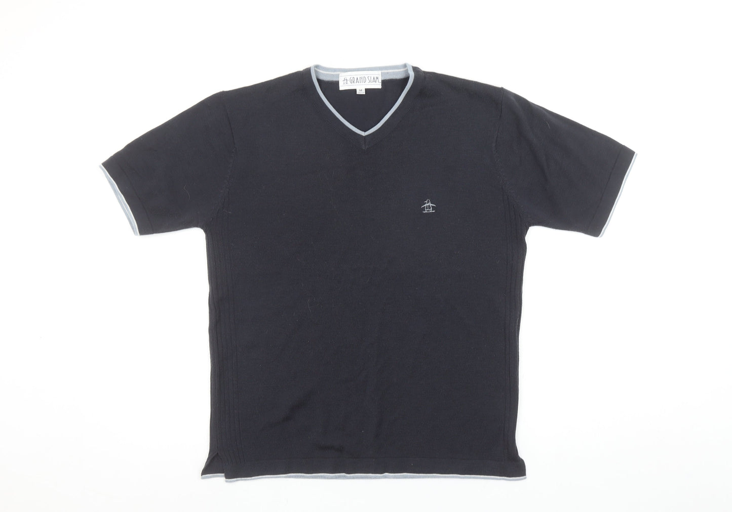 Grand Slam Men's Black V-Neck Short Sleeve T-Shirt Medium