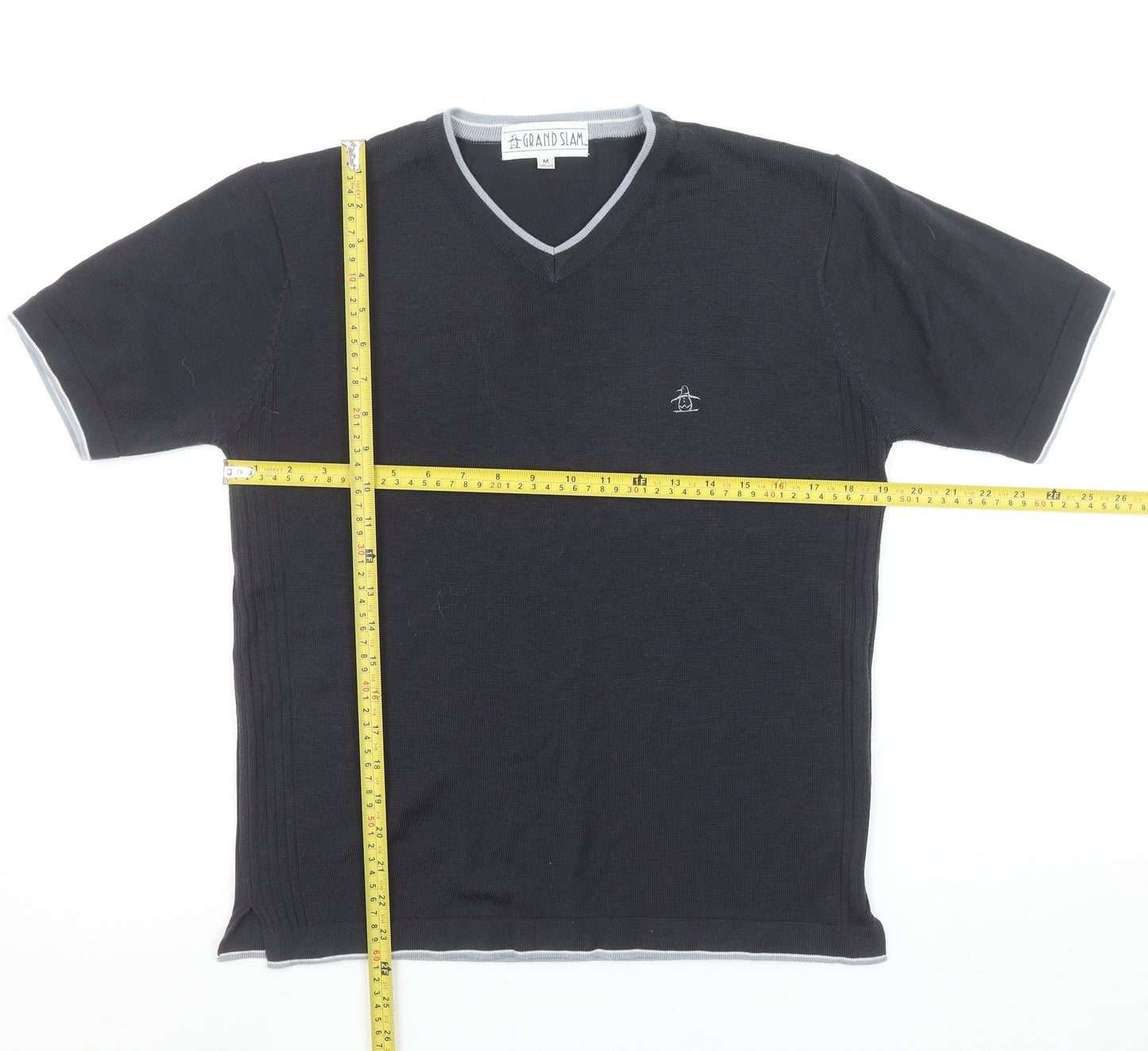 Grand Slam Men's Black V-Neck Short Sleeve T-Shirt Medium
