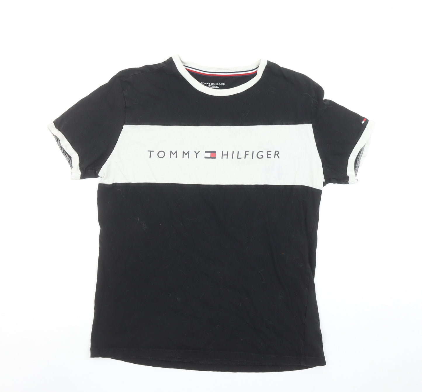 Tommy Hilfiger Men's Black Colourblock Logo Cotton T-Shirt M
