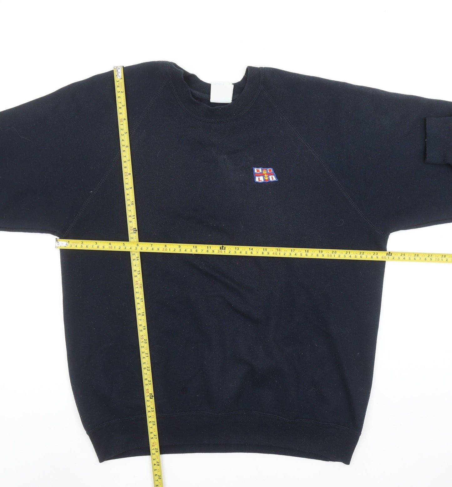 Russell Men's Black L Crew Neck Embroidered Sweatshirt