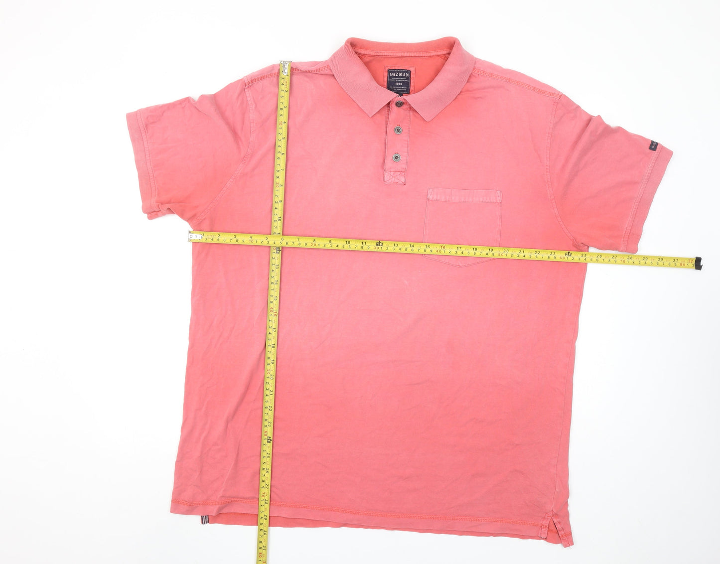 Gaz Man Men's Pink XL Short Sleeve Cotton Polo Shirt