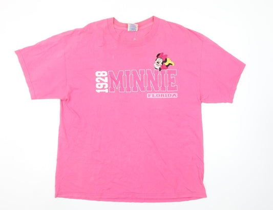 M&O Knits Womens Pink Minnie 1928 Florida Cotton T-Shirt XL