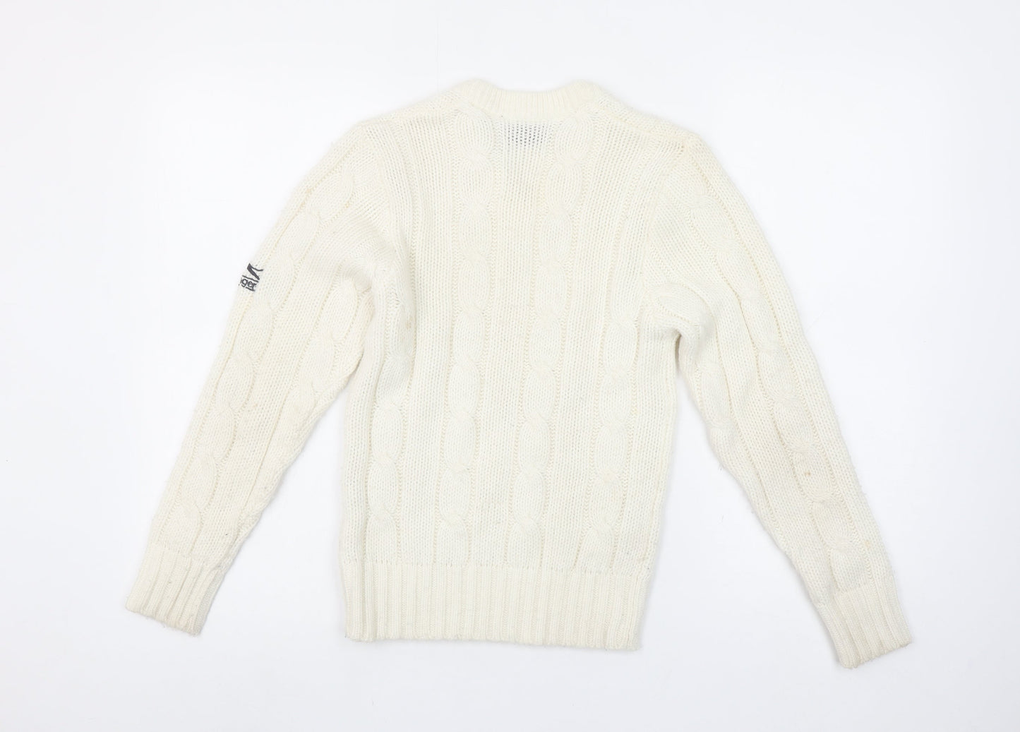 Slazenger Girls Ivory Cable Knit Pullover Jumper Size 11-12 Years Acrylic