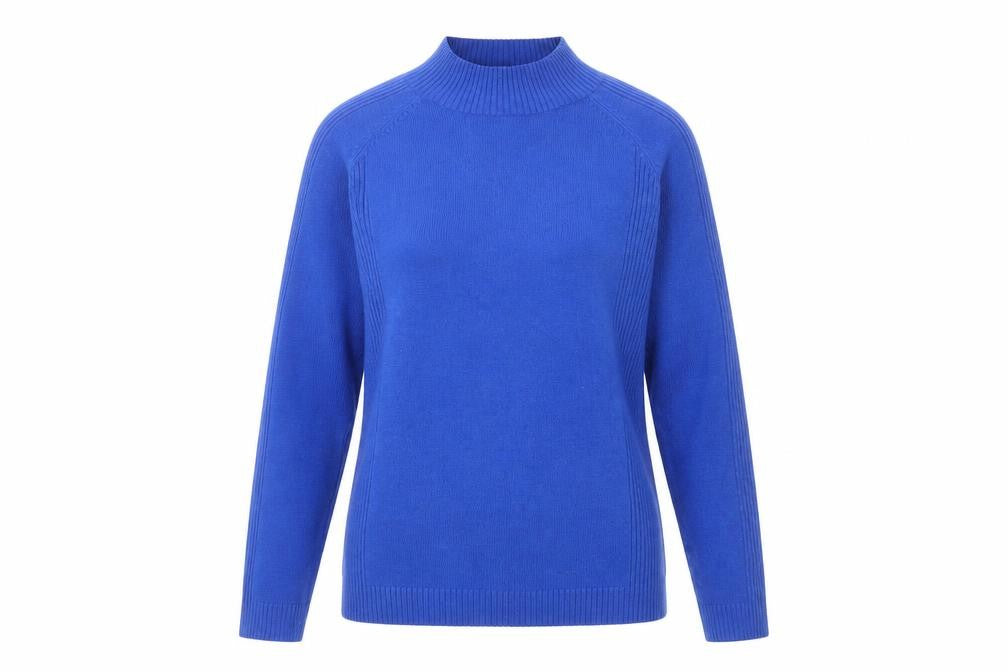 Bassini Women's Blue Mock Neck Long Sleeve Pullover Jumper Size S