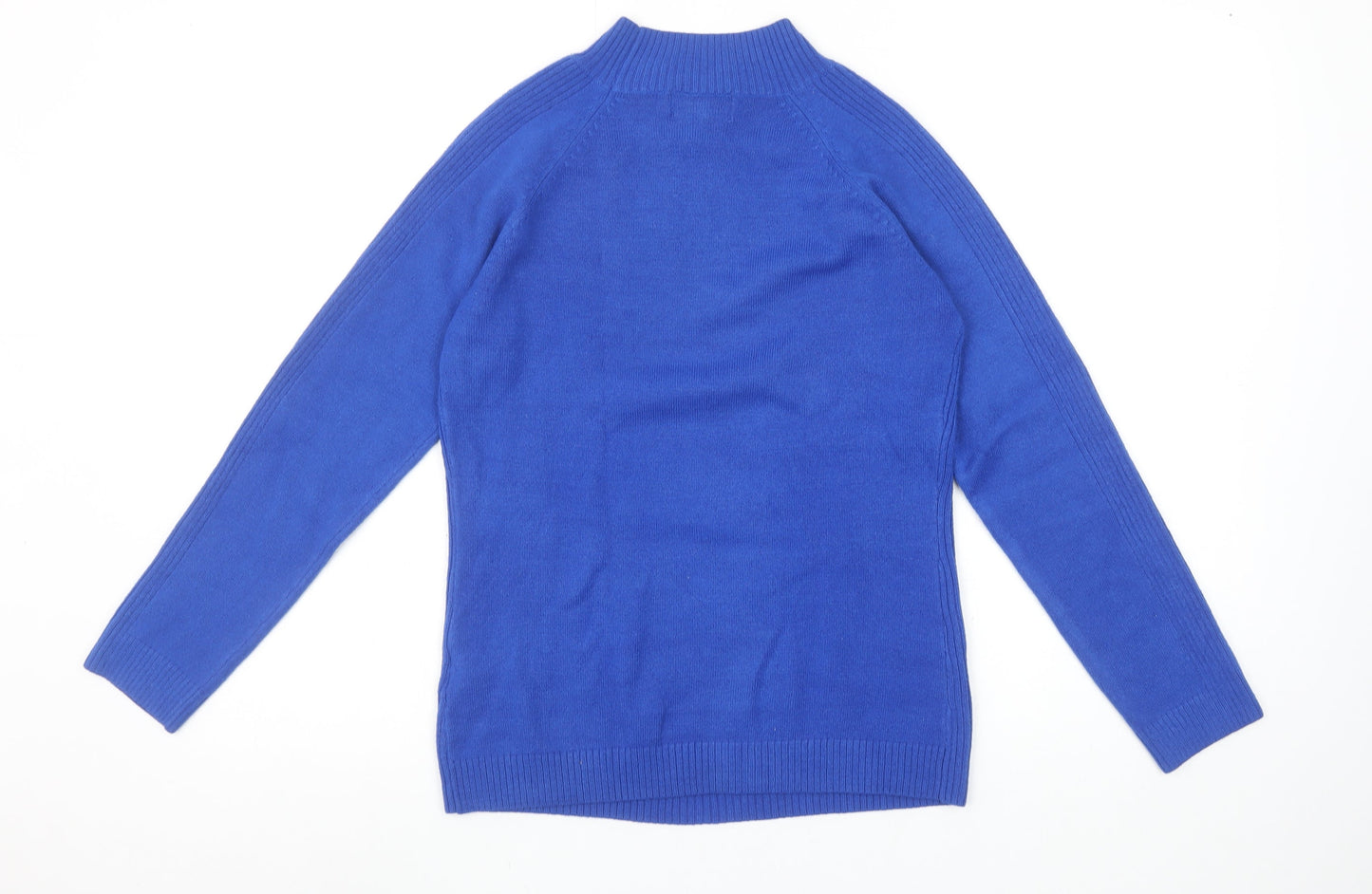 Bassini Women's Blue Mock Neck Long Sleeve Pullover Jumper Size S
