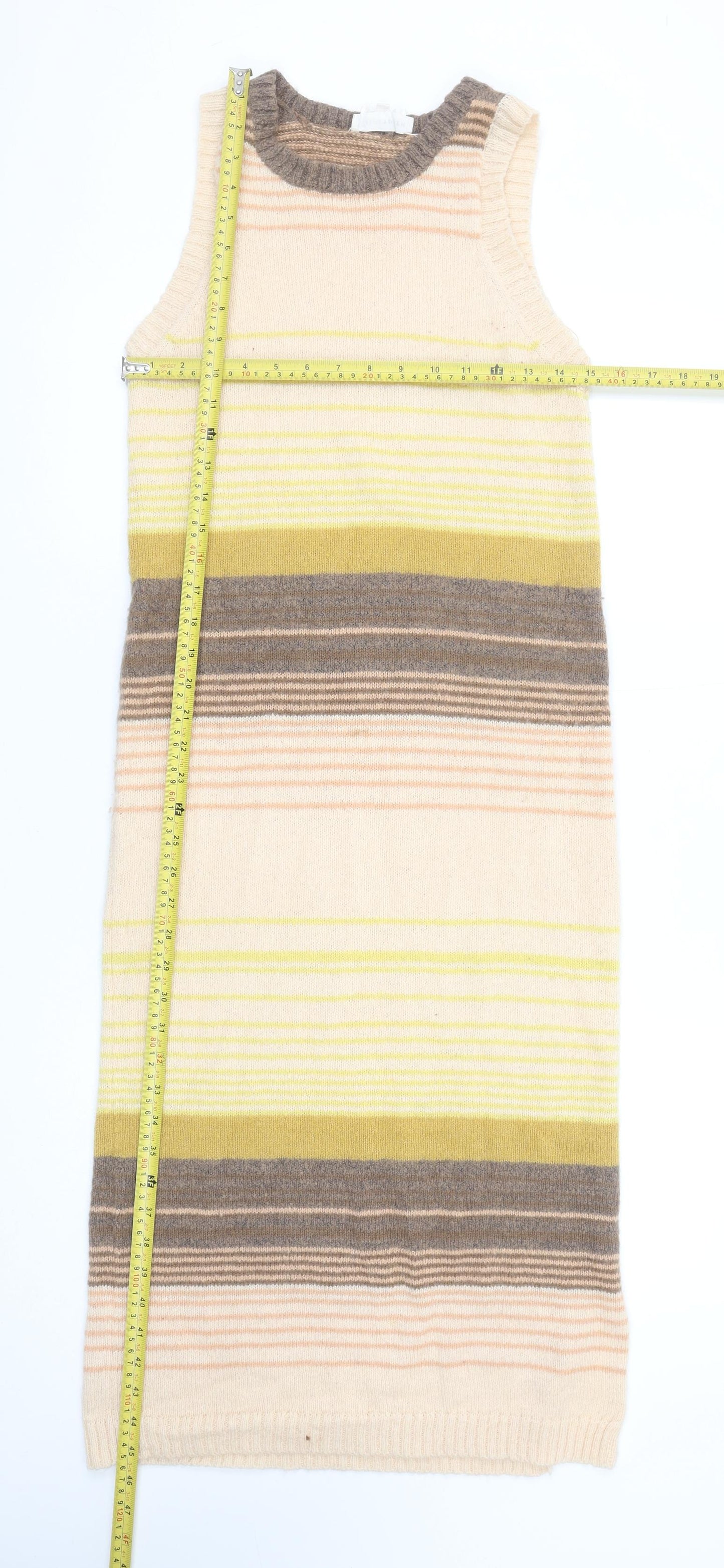 Native Youth Women’s Beige Striped Sleeveless Knit Tank Dress Size S