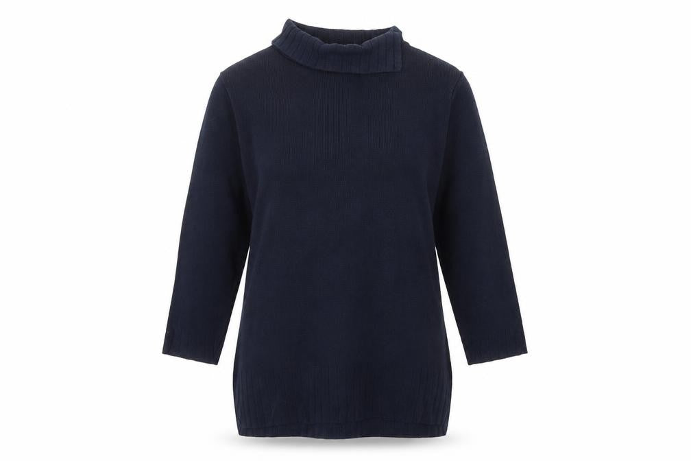Marks & Spencer Women’s Blue Roll Neck Cotton Jumper Size 12