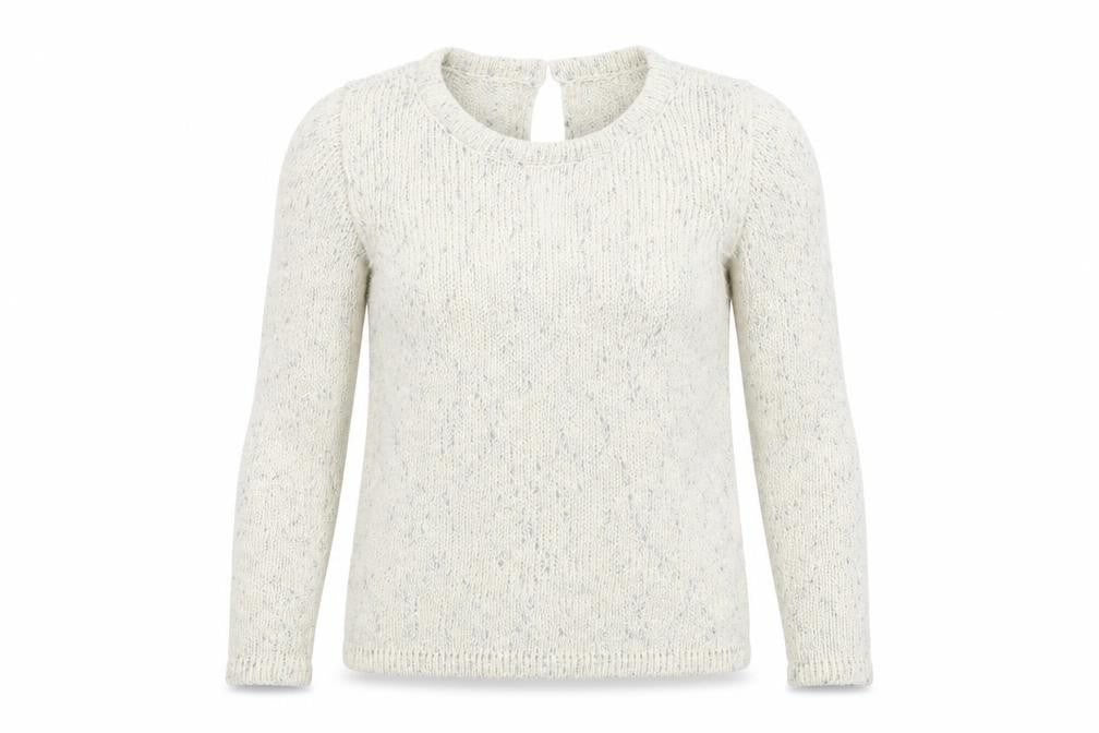 Vila Women’s Ivory Chunky-Knit Glitter Long Sleeve Pullover Jumper Size S