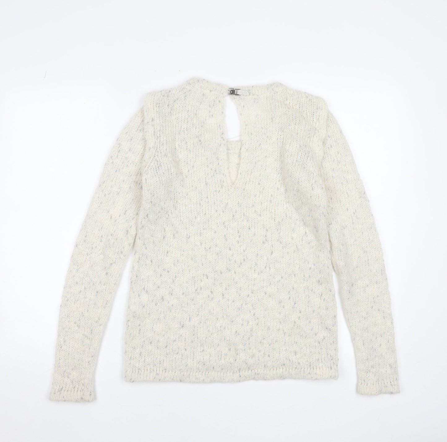 Vila Women’s Ivory Chunky-Knit Glitter Long Sleeve Pullover Jumper Size S