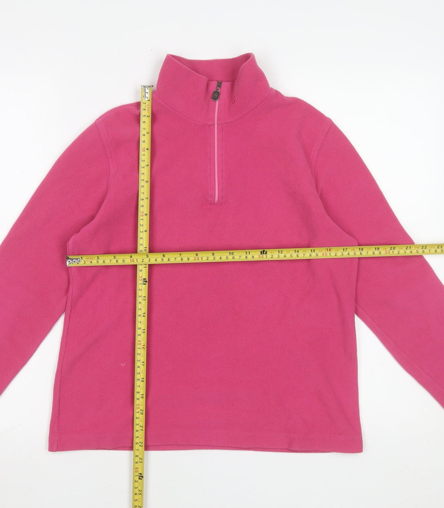 Conte of Florence Women's Pink Fleece 1/2 Zip Pullover Sweatshirt L