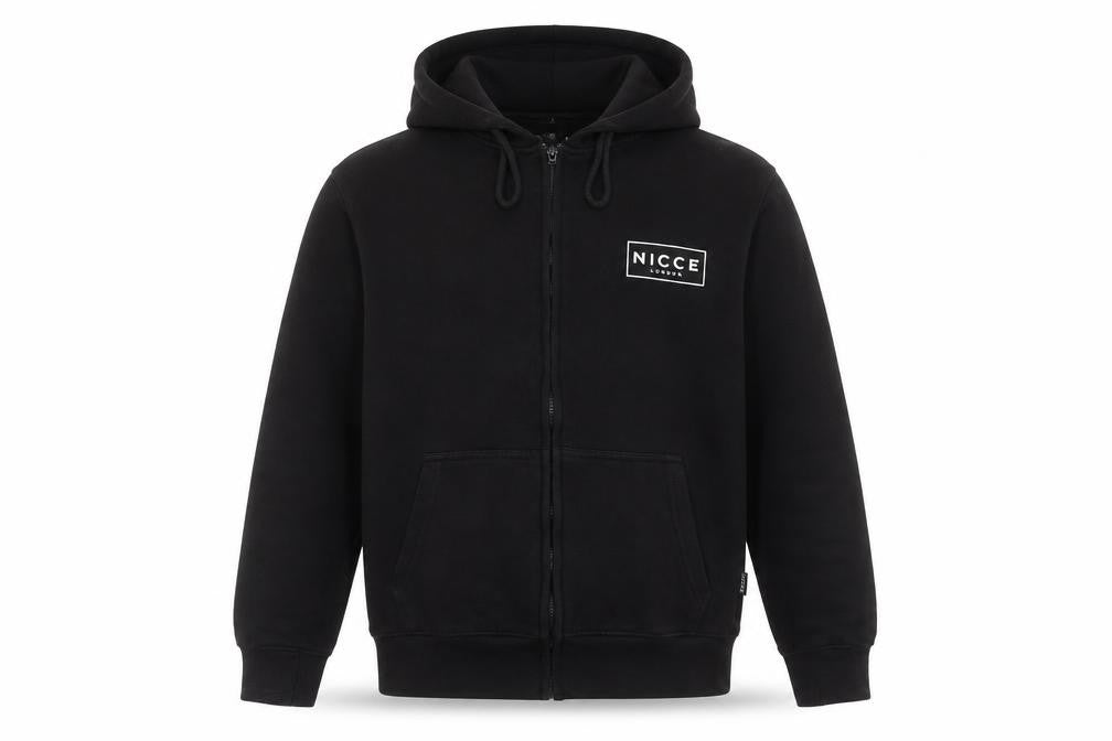NICCE Men's Black Full Zip Hoodie M Fleece Cotton Blend