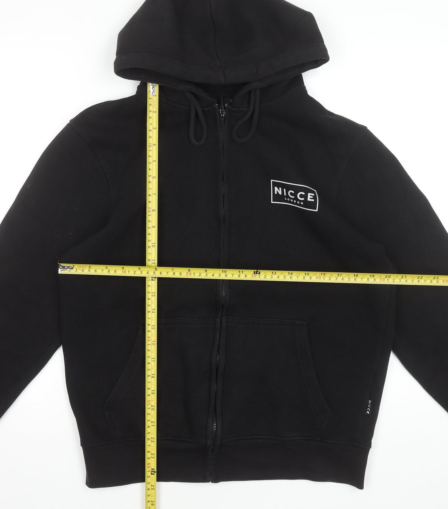 NICCE Men's Black Full Zip Hoodie M Fleece Cotton Blend