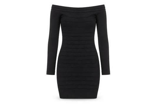 French Connection Women's Black Size 8 Off Shoulder Bodycon Dress