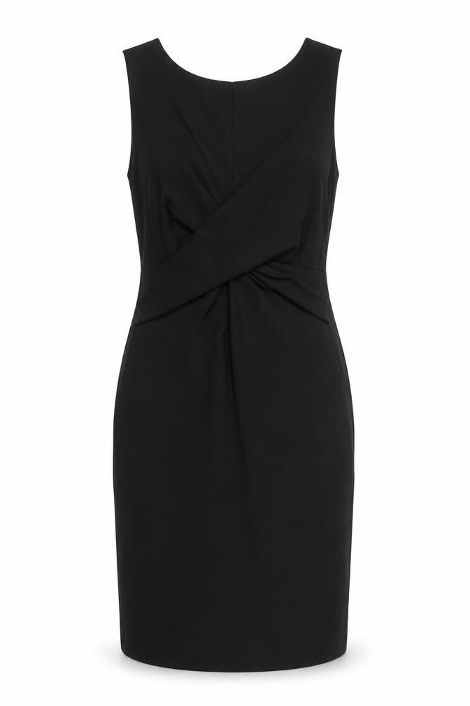 Topshop Women’s Black Sheath Sleeveless Ruched Knee Length Dress Size 8