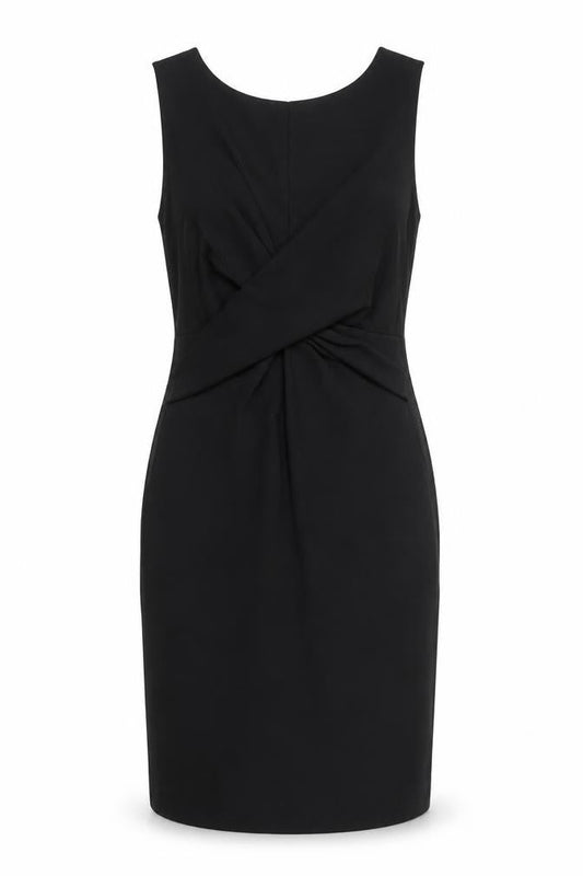 Topshop Women’s Black Sheath Sleeveless Ruched Knee Length Dress Size 8