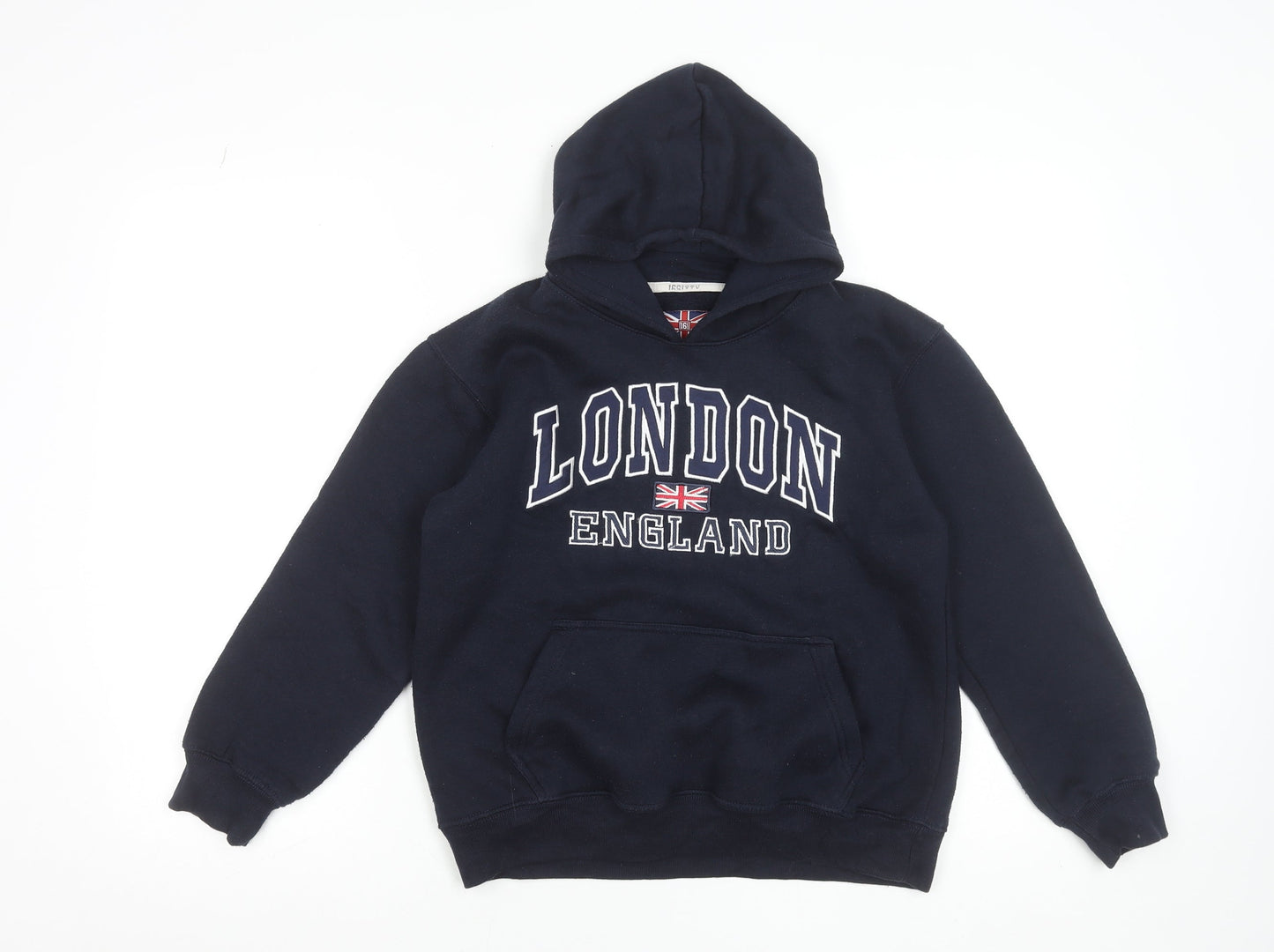 16Sixty Boys Navy London England Pullover Hoodie 11/12 Years Cotton Blend