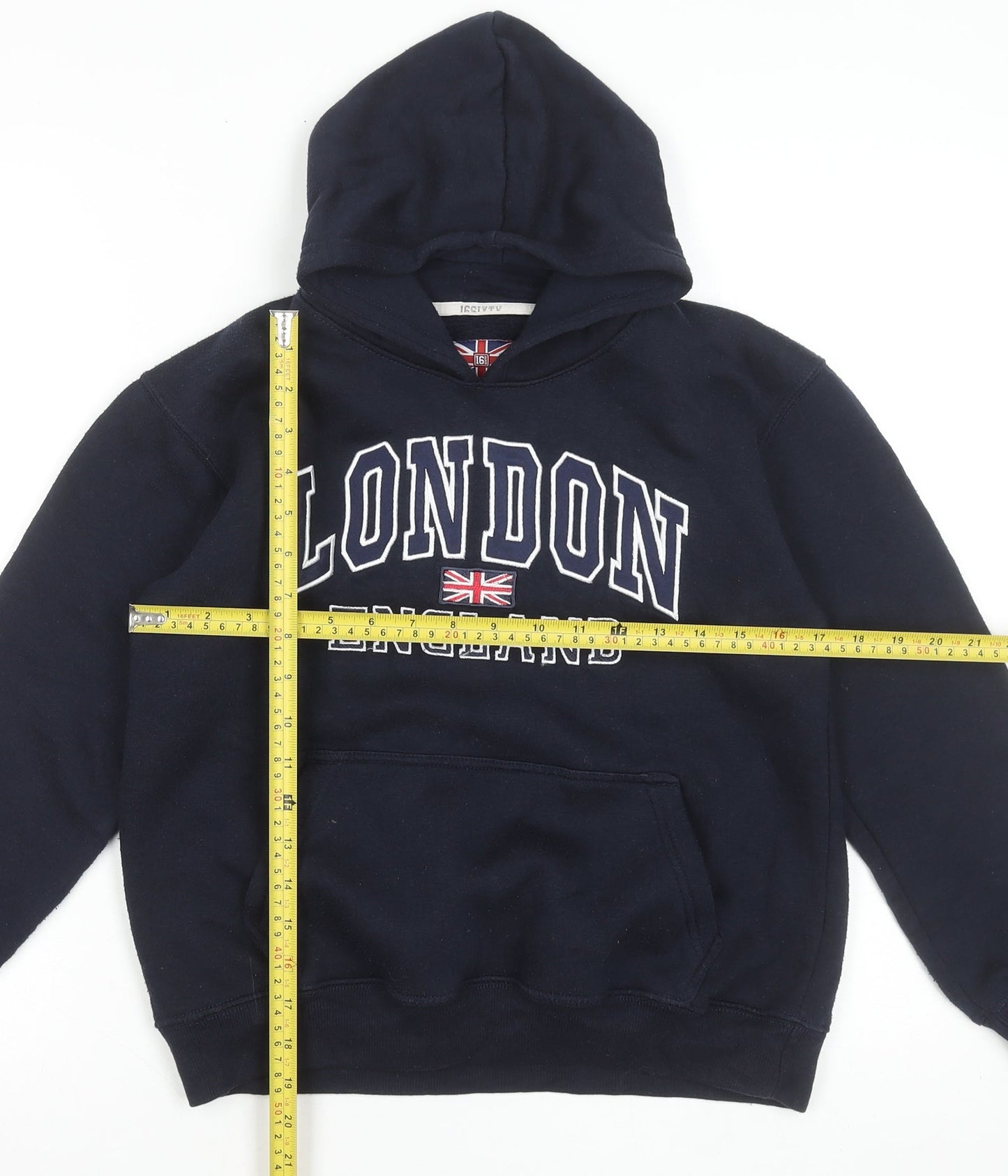 16Sixty Boys Navy London England Pullover Hoodie 11/12 Years Cotton Blend
