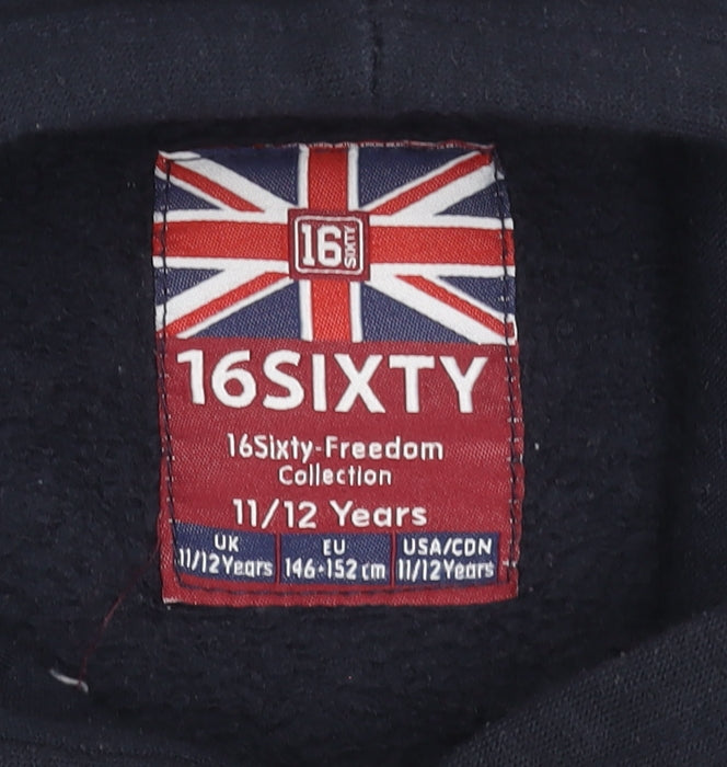 16Sixty Boys Navy London England Pullover Hoodie 11/12 Years Cotton Blend